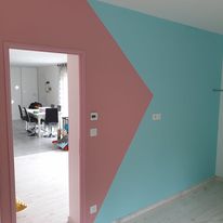 chambre peinture déco motif géométrique